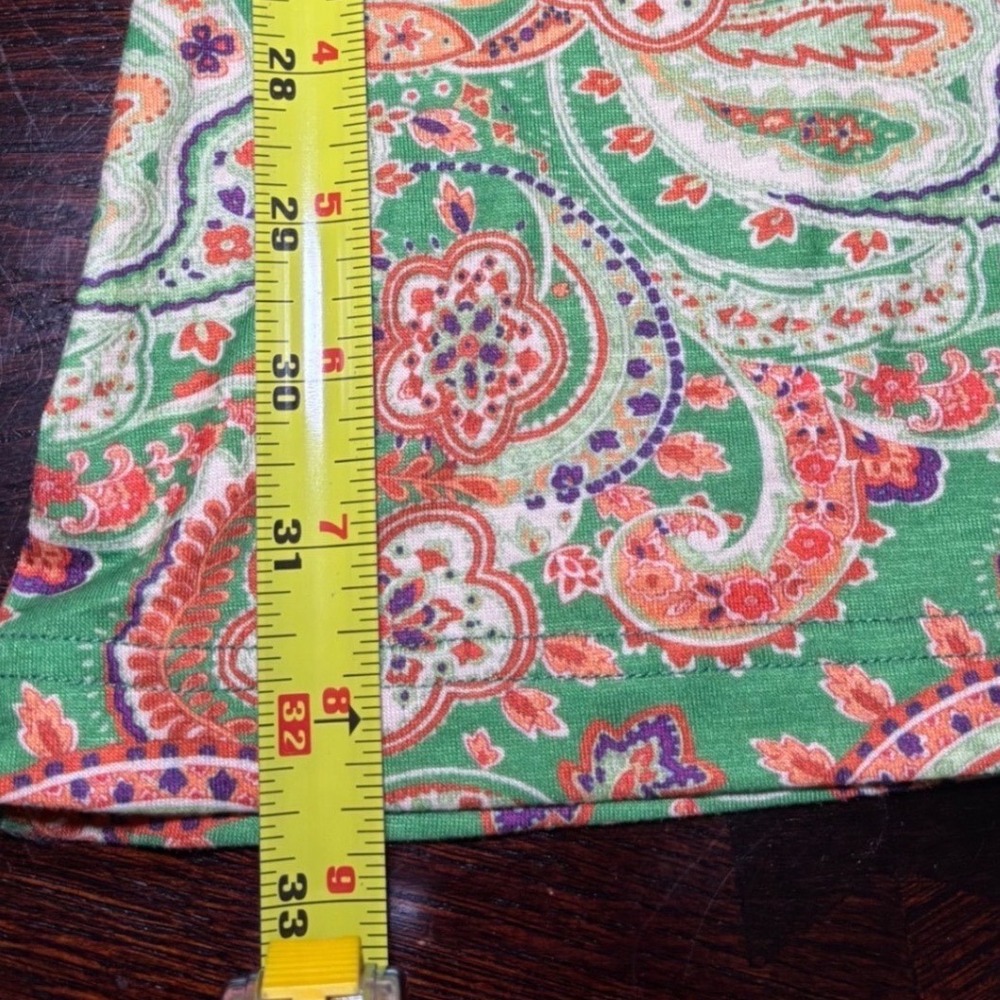 Natural Life Cali Knit Green Paisley Flare Leg Bell Bottom Large Retro Boho - Picture 9 of 12